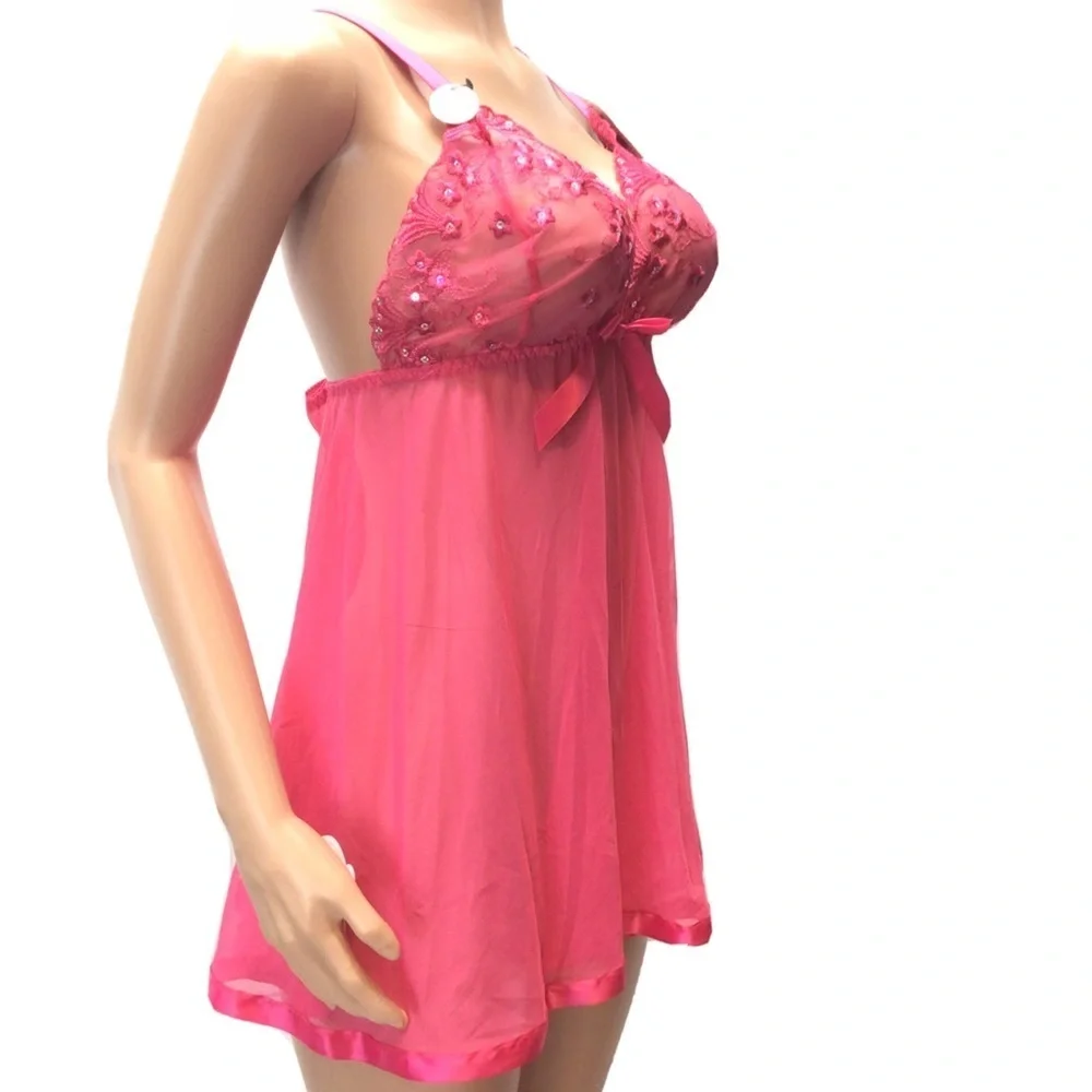 Spree Intimates Hot Pink Babydoll Lingerie Set